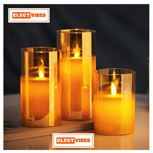 ELECTVIBES Wax Flicking T-Light Candle, Acrylic Glass Battery Operated Flameless Led Candles Valentine's Gift For Home Décor Romantic Ambiance Aesthetic Dinning Table Decor, Transparent (Set of 3)(Pack of 1) - Image 10