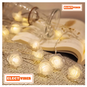 ELECTVIBES Double Rose Led String Light 14 LED, 3 Meter With Heavy Plug-In – Decorative Waterproof Fairy Lights for Indoor/Outdoor, Garden, Diwali, Christmas, Wedding, Party & Festival Decoration WARM WHITE (Pack of 1)