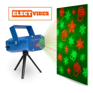 ELECTVIBES Christmas Laser Light Projector | Red & Green LED Laser with 12 Designs | Moving Pattern Projector with Tripod Stand, USB Cable & Adapter | for Home, Party & Festival Decoration (PACK OF 1)