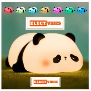 ELECTVIBES Kids Sleeping Panda Touch Silicone Night Lamp – Rechargeable LED Bedside Lamp for Children's Bedroom, Romantic Decor, Valentine Day Gift, Love Gift for Her, Couple Gift (PACK OF 1)