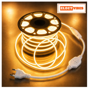 ELECTVIBES 10 Meter Warm White LED Strip Light, 288 LEDs Per Meter, 220V COB Dotless, Uniform, Bright, Waterproof, Flexible, Cuttable Strip for Indoor Outdoor Wall Decor, Home, Shop, Party & Festival (PACK OF 1)