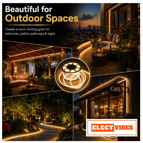 ELECTVIBES 10 Meter Warm White LED Strip Light, 288 LEDs Per Meter, 220V COB Dotless, Uniform, Bright, Waterproof, Flexible, Cuttable Strip for Indoor Outdoor Wall Decor, Home, Shop, Party & Festival (PACK OF 1) - Image 2